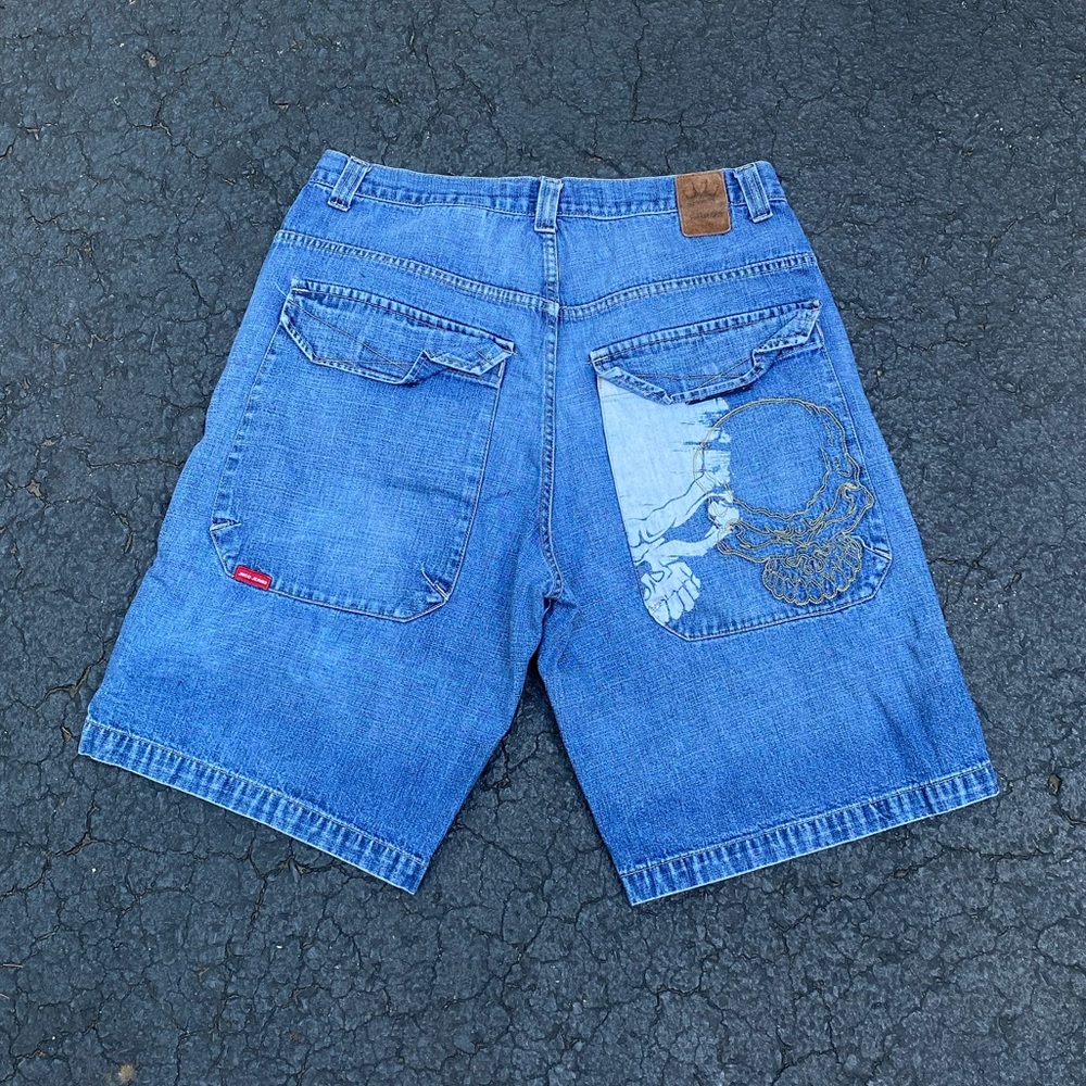 Vintage Y2K Jnco Skull Embroidered Grunge Affliction Jorts